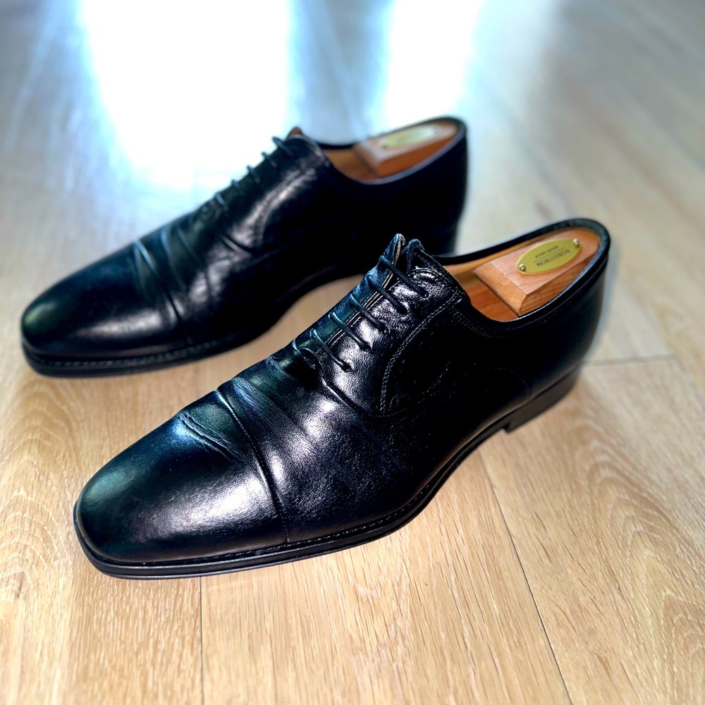 Magnanni Black Cap Toe Oxfords Size 9.5 D
